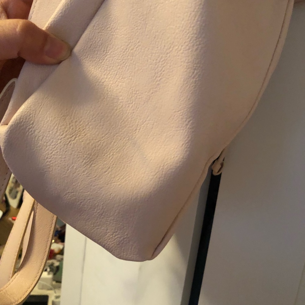 Pink Drawstring Soft Leather Backpack - image 3